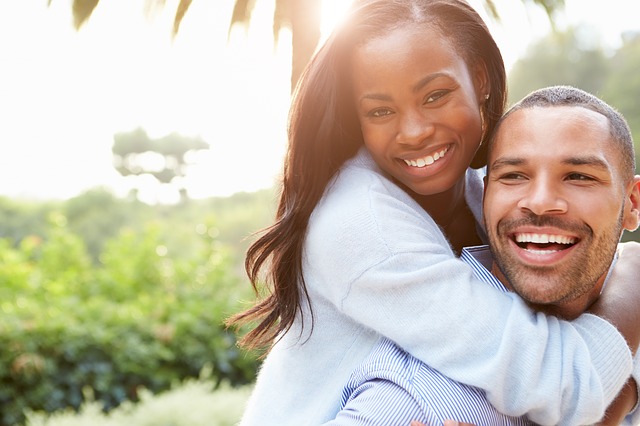 Couple laughing together