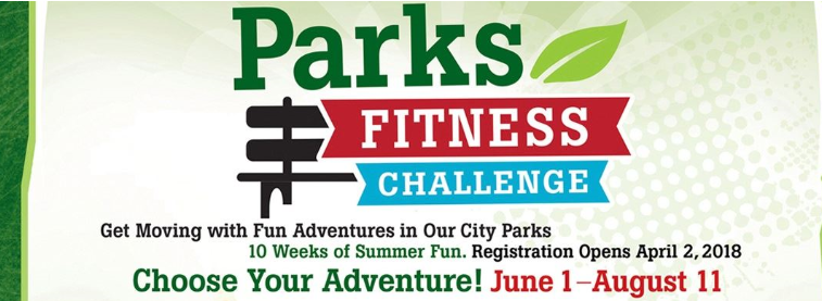 logo for Parks Fitness Challenge bench with leaf