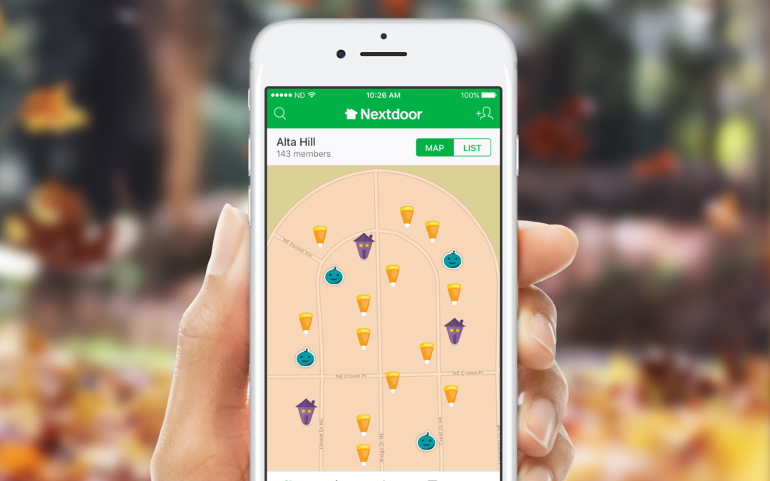 Neighborhood map with icons depicting food allergy treat