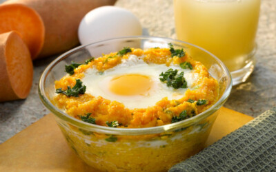 Eggs Over Kale and Sweet Potato Grits